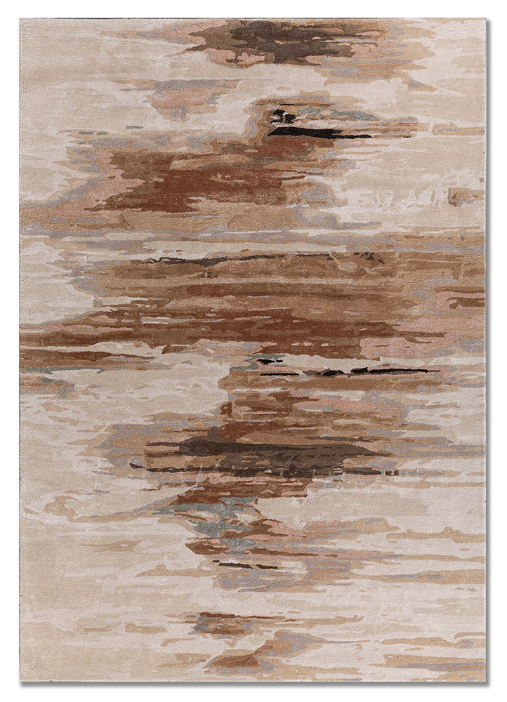 genesis beige and brown wool and viscose hand tufted Rug - HeadShot