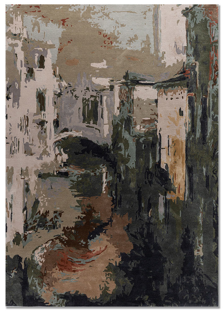 genesis blue wool and viscose hand tufted Rug - HeadShot