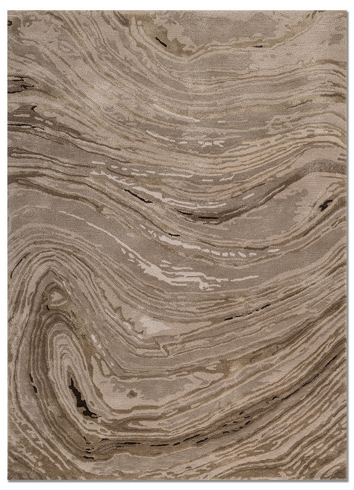 genesis beige and brown wool and viscose hand tufted Rug - HeadShot