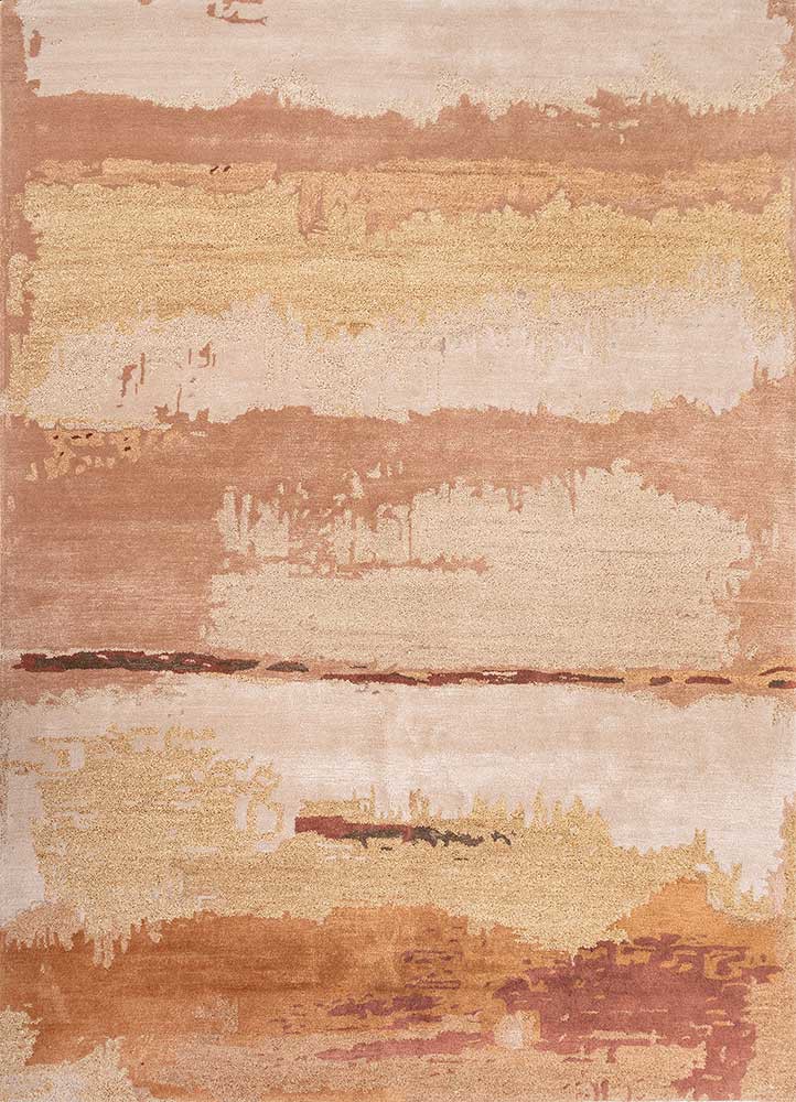  red and orange wool and viscose hand tufted Rug