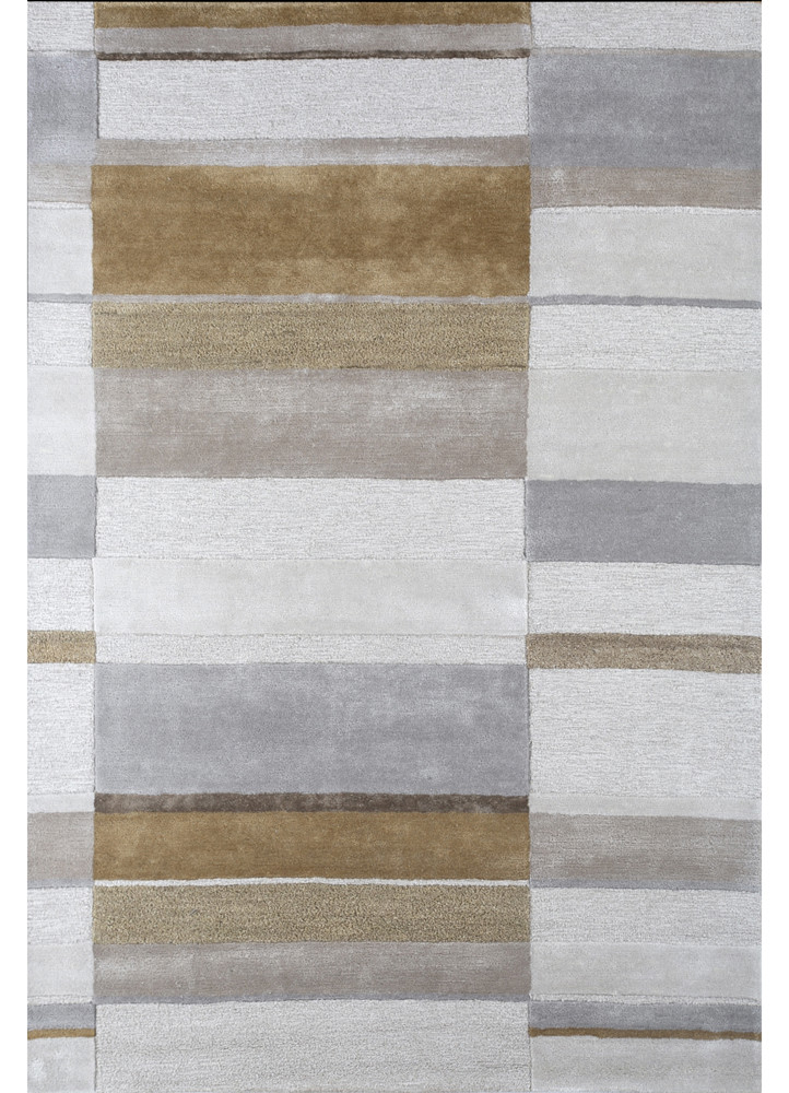  ivory wool and viscose hand tufted Rug