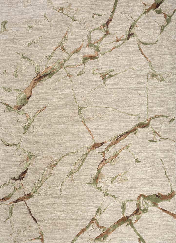  beige and brown wool and viscose hand tufted Rug