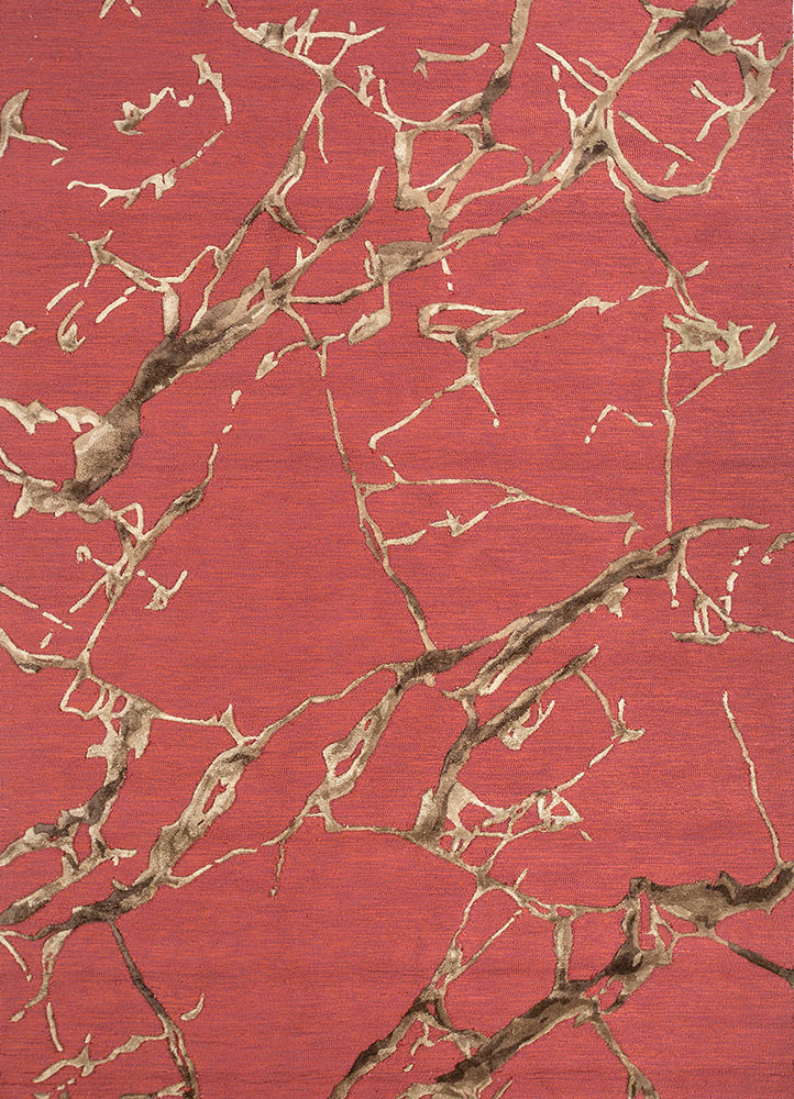  red and orange wool and viscose hand tufted Rug