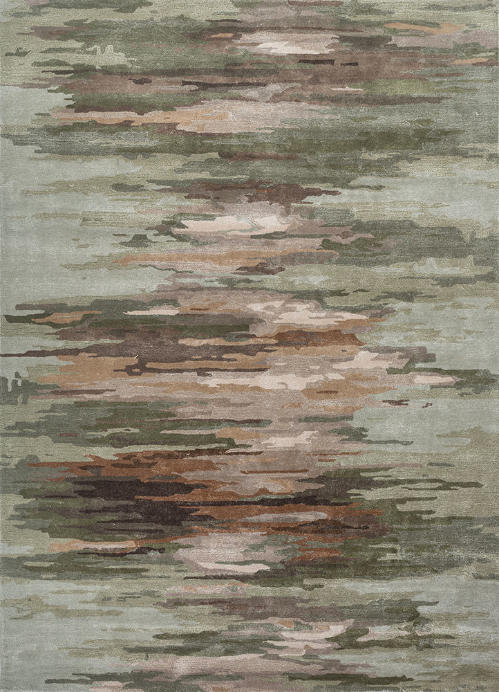 genesis blue wool and viscose hand tufted Rug