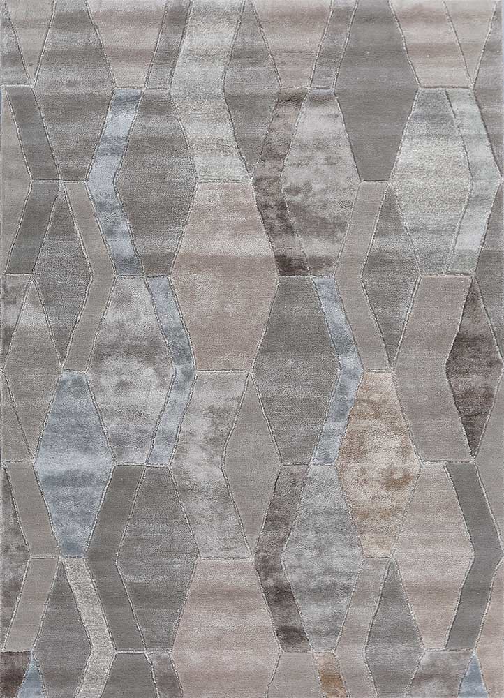 acar grey and black wool and viscose hand tufted Rug - HeadShot