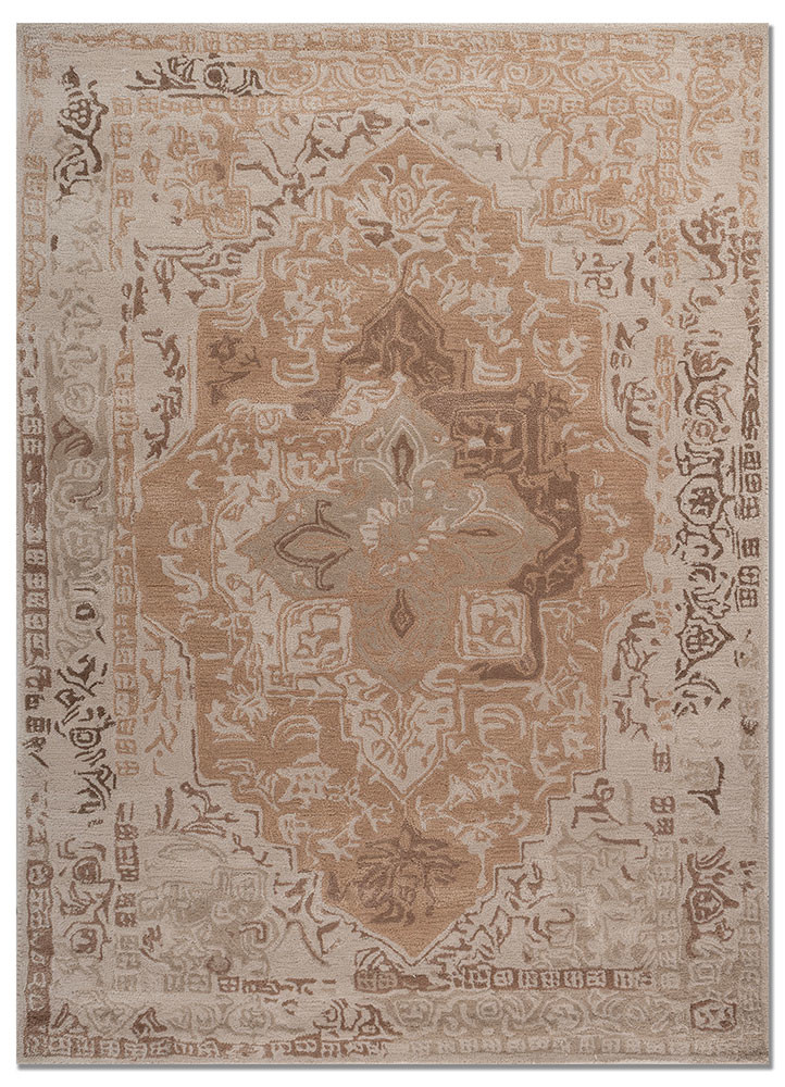 mythos beige and brown wool and viscose hand tufted Rug - HeadShot mythos beige and brown wool and viscose hand tufted Rug - HeadShot
