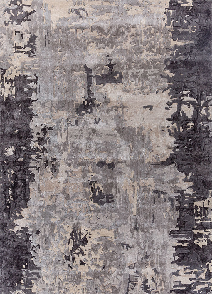 genesis grey and black wool and viscose hand tufted Rug - HeadShot genesis grey and black wool and viscose hand tufted Rug - HeadShot