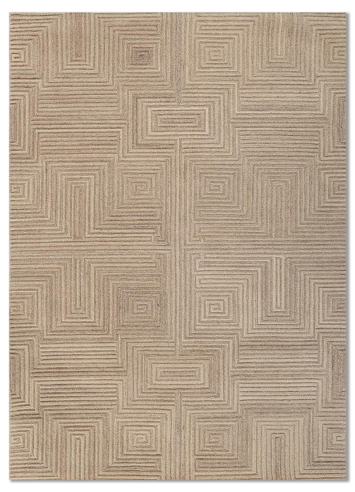 contour beige and brown wool hand tufted Rug - HeadShot contour beige and brown wool hand tufted Rug - HeadShot