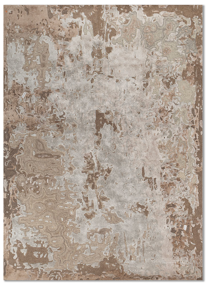 genesis grey and black wool and bamboo silk hand tufted Rug - HeadShot
