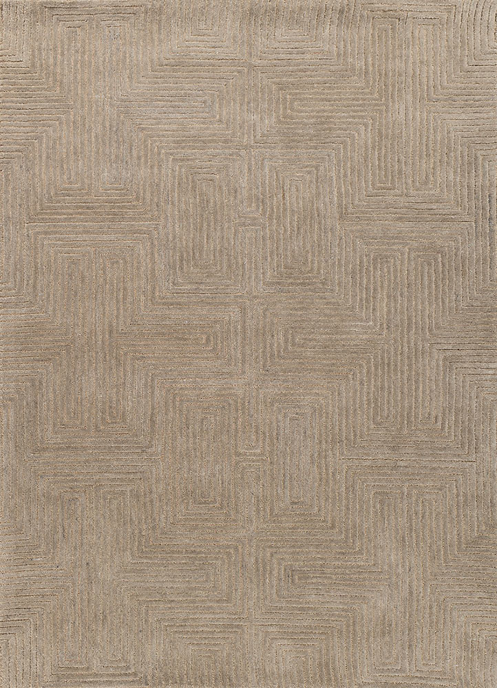 acar green wool and viscose hand tufted Rug - HeadShot