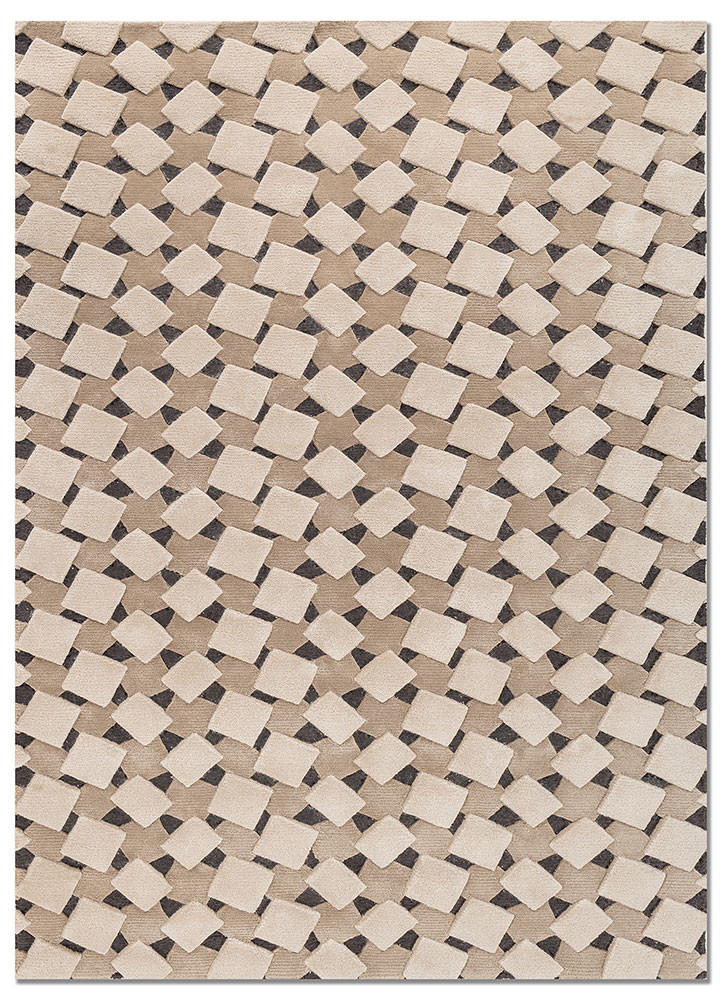 faces beige and brown wool and viscose hand tufted Rug - HeadShot