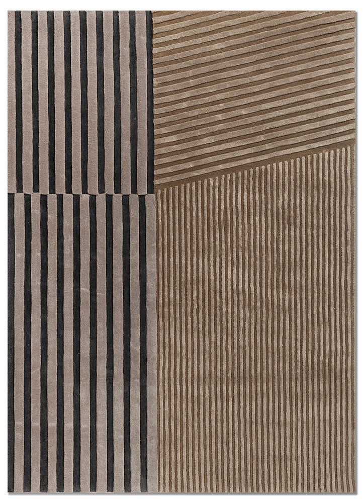 faces grey and black wool and viscose hand tufted Rug - HeadShot