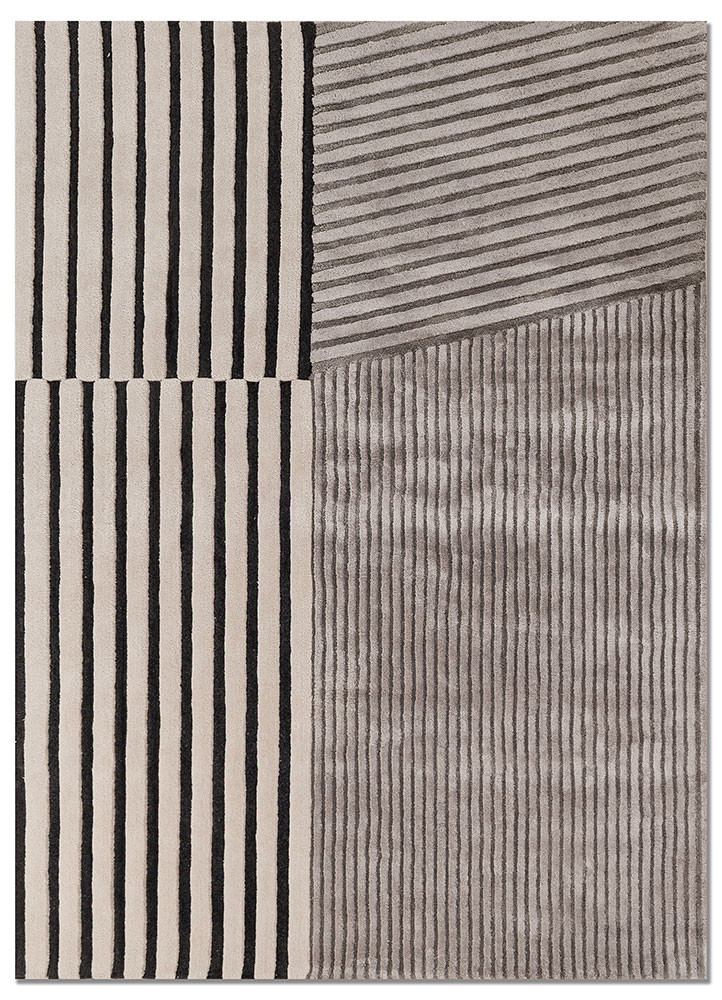 sukima grey and black wool and viscose hand tufted Rug