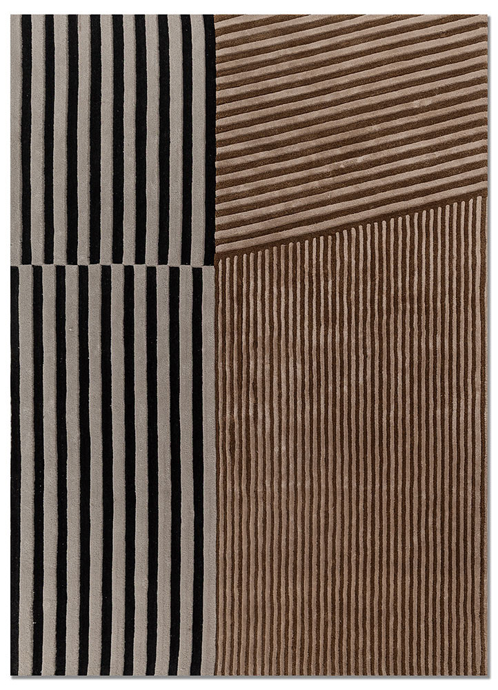sukima beige and brown wool and viscose hand tufted Rug
