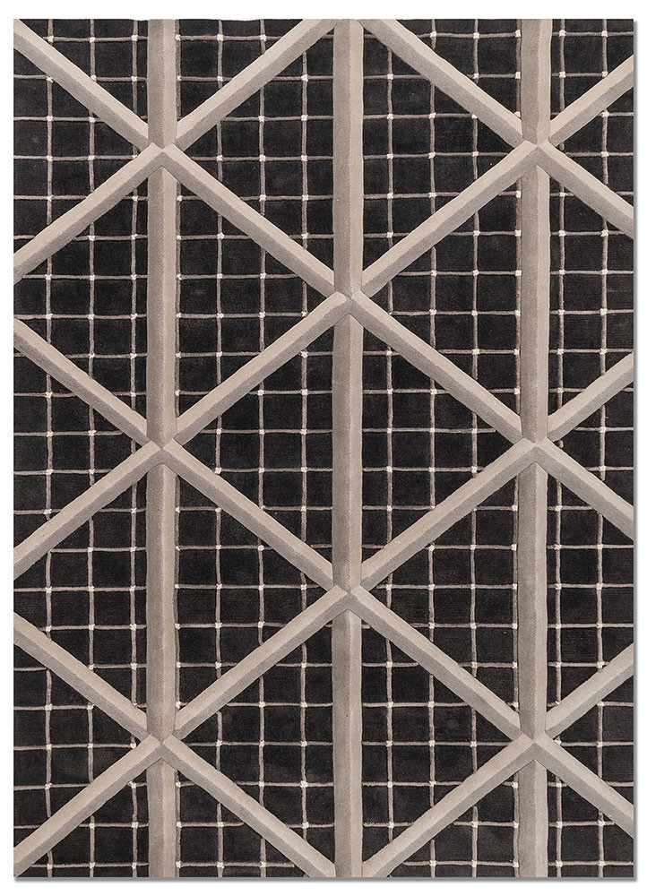 kigumi blue wool and viscose hand tufted Rug