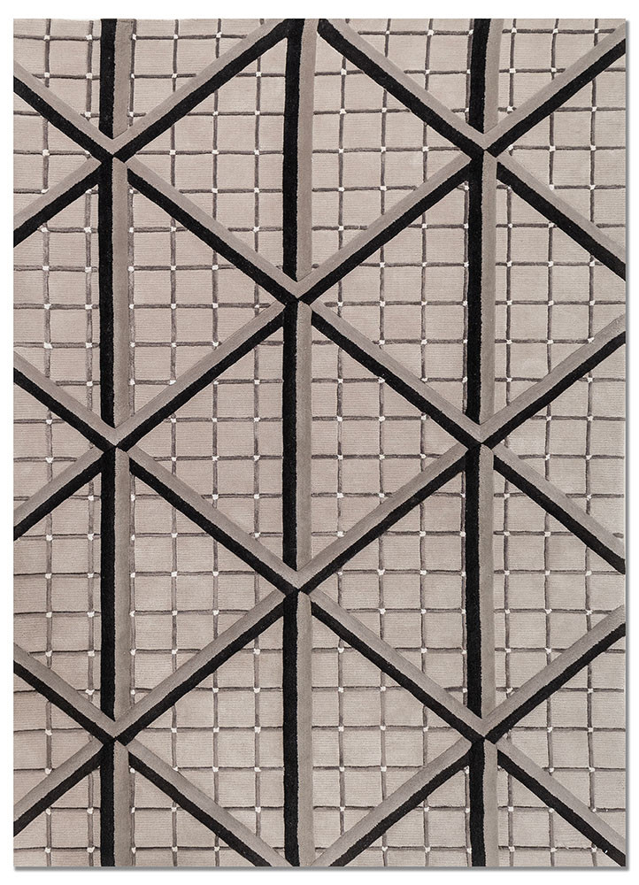 kigumi beige and brown wool and viscose hand tufted Rug