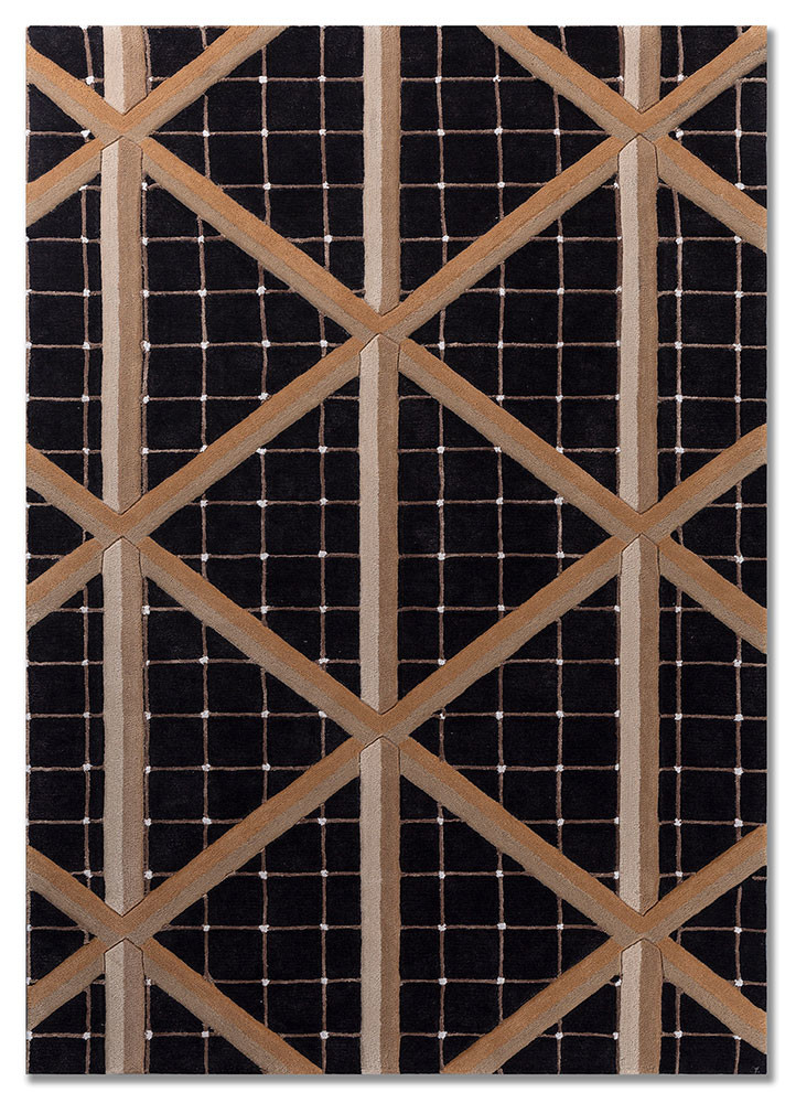 faces beige and brown wool and viscose hand tufted Rug - HeadShot