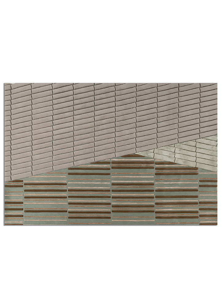 faces blue wool and viscose hand tufted Rug - HeadShot