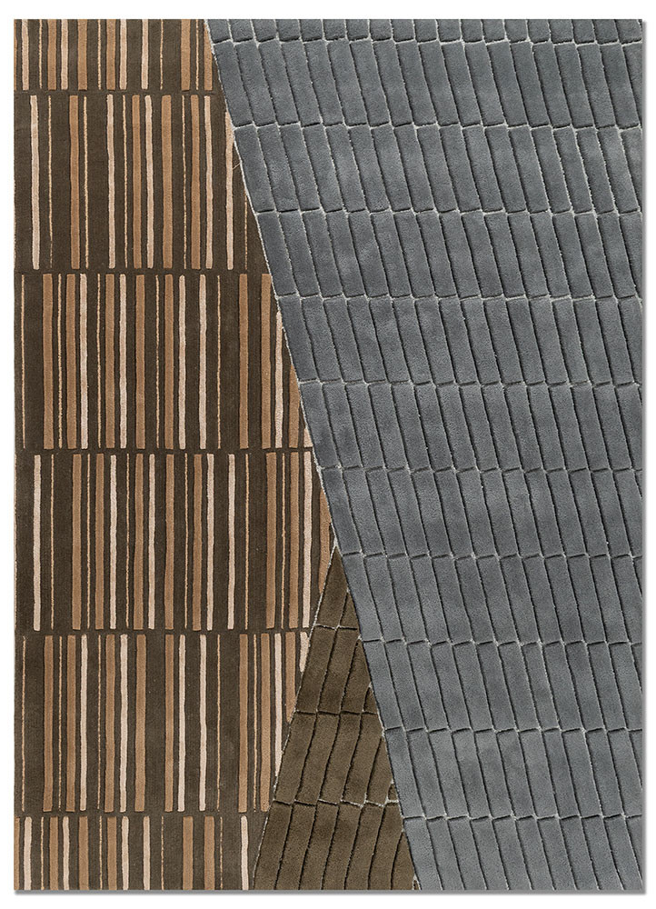 faces grey and black wool and viscose hand tufted Rug - HeadShot