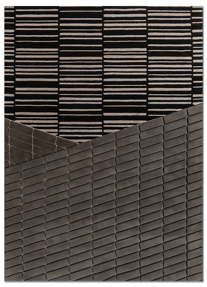 faces grey and black wool and viscose hand tufted Rug - HeadShot