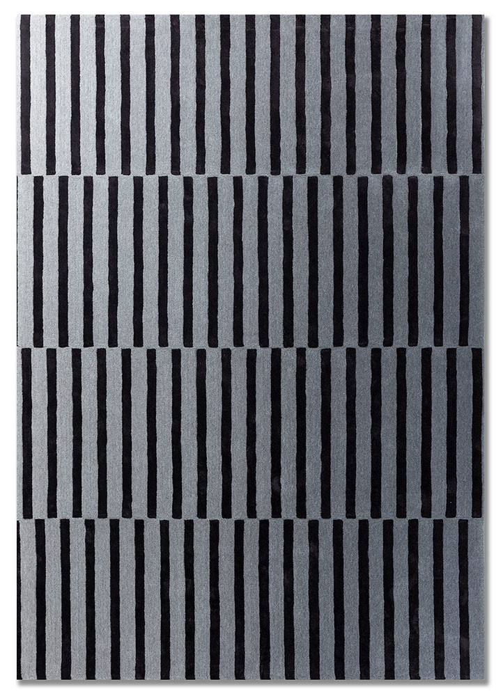 faces grey and black wool and viscose hand tufted Rug - HeadShot