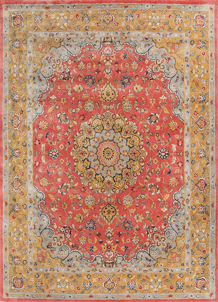 kasbah red and orange wool and viscose hand tufted Rug - HeadShot kasbah red and orange wool and viscose hand tufted Rug - HeadShot