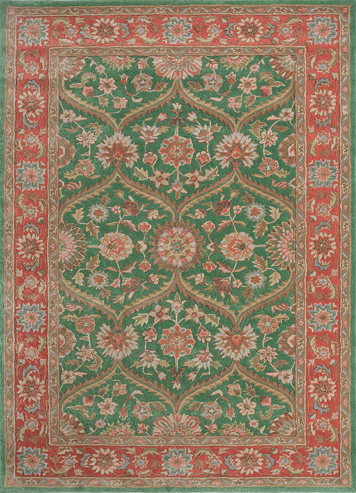 kasbah green wool and viscose hand tufted Rug - HeadShot