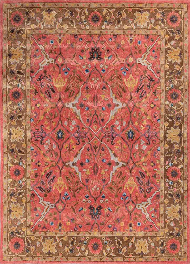 kasbah red and orange wool and viscose hand tufted Rug - HeadShot