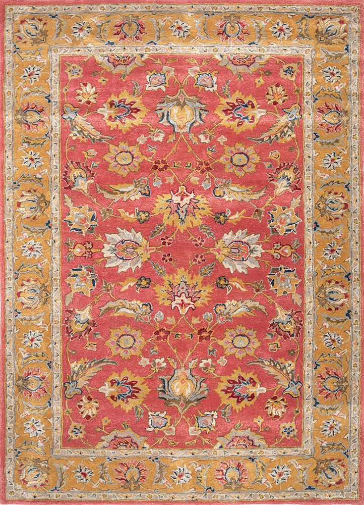 kasbah red and orange wool and viscose hand tufted Rug - HeadShot