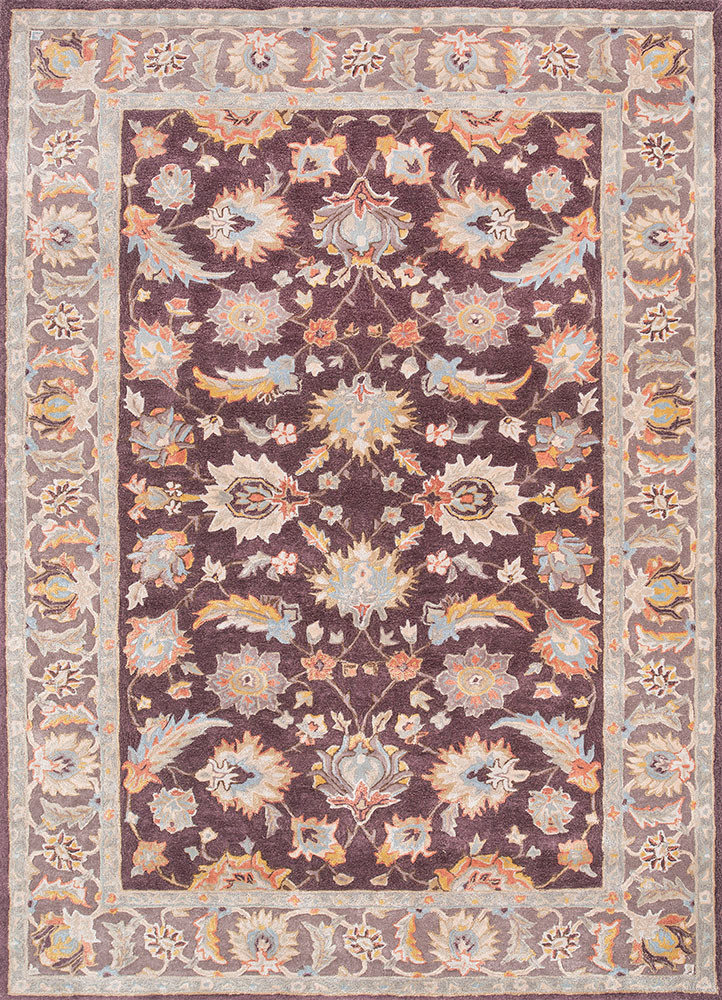  pink and purple wool and viscose hand tufted Rug