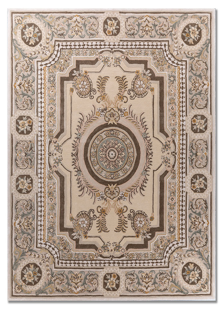  ivory wool and viscose hand tufted Rug