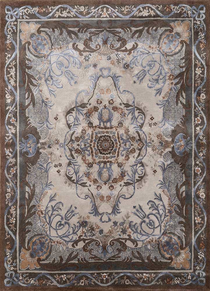 beige and brown beige and brown wool and viscose hand tufted Rug