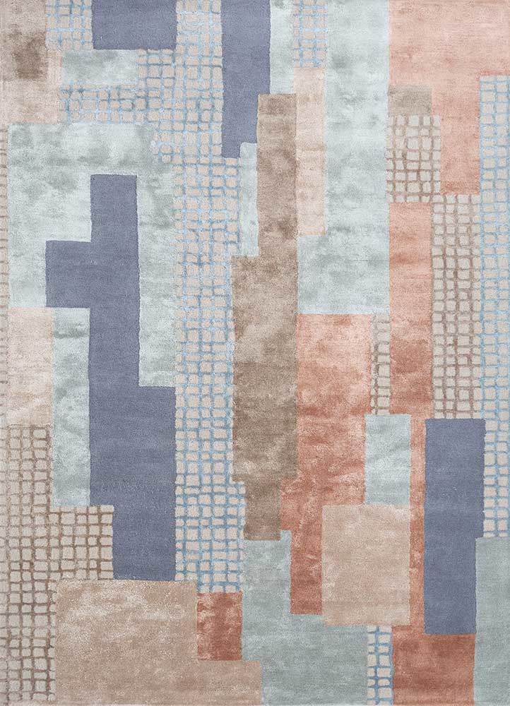  ivory wool and viscose hand tufted Rug