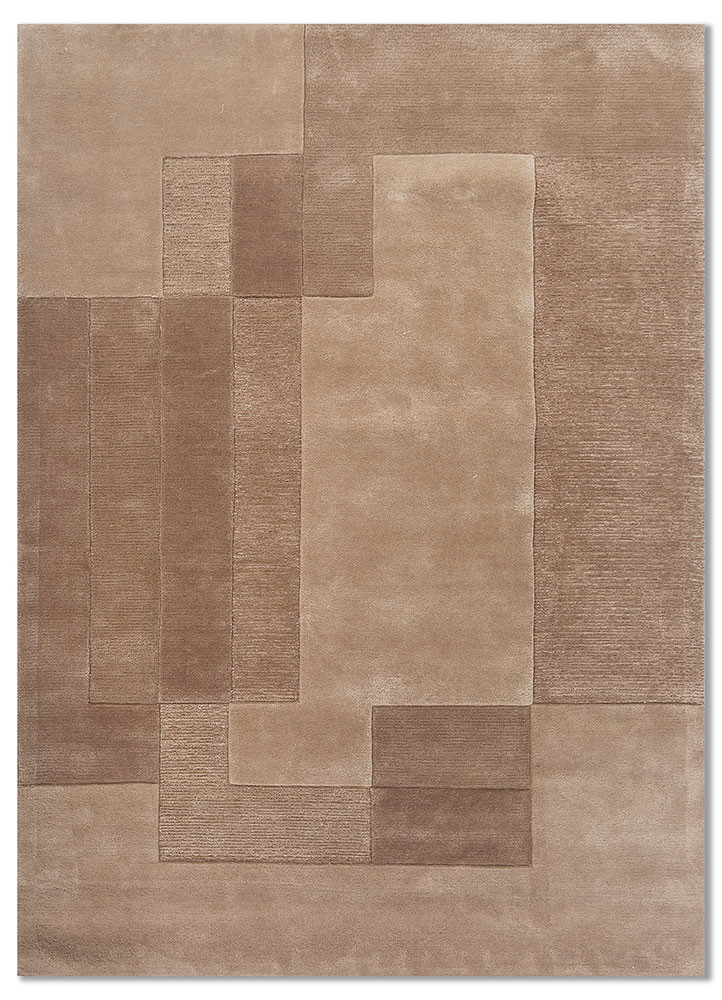 cera beige and brown wool and viscose hand tufted Rug