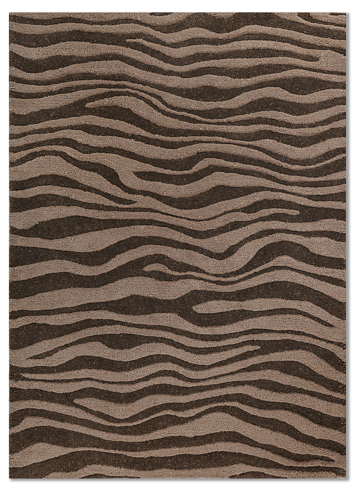 linear beige and brown acrylic hand tufted Rug - HeadShot