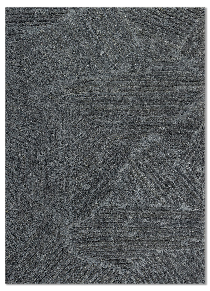 linear blue acrylic hand tufted Rug - HeadShot