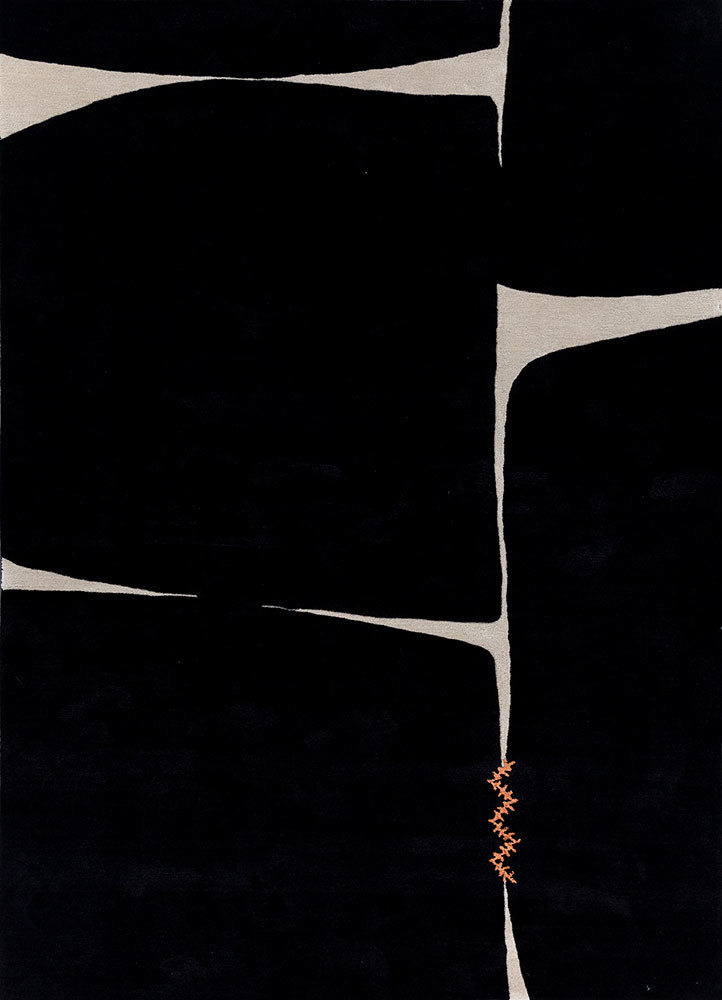 daa haus grey and black wool and viscose hand tufted Rug - HeadShot