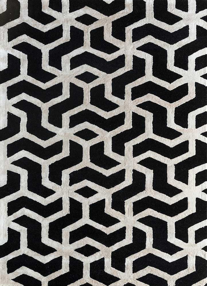 contour grey and black wool and viscose hand tufted Rug