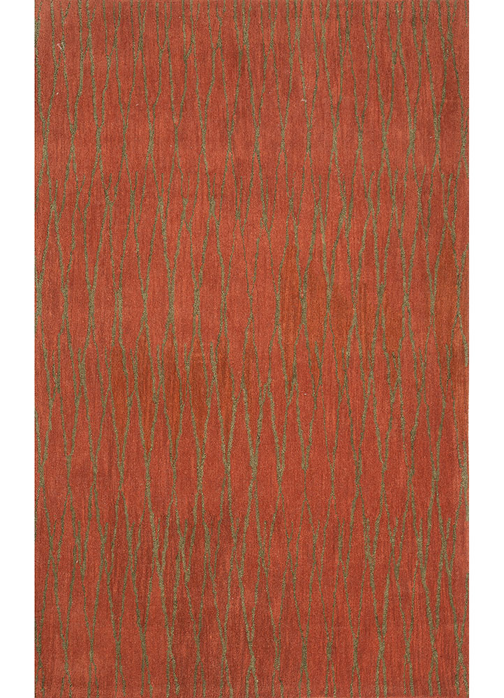 contour red and orange wool hand tufted Rug - HeadShot