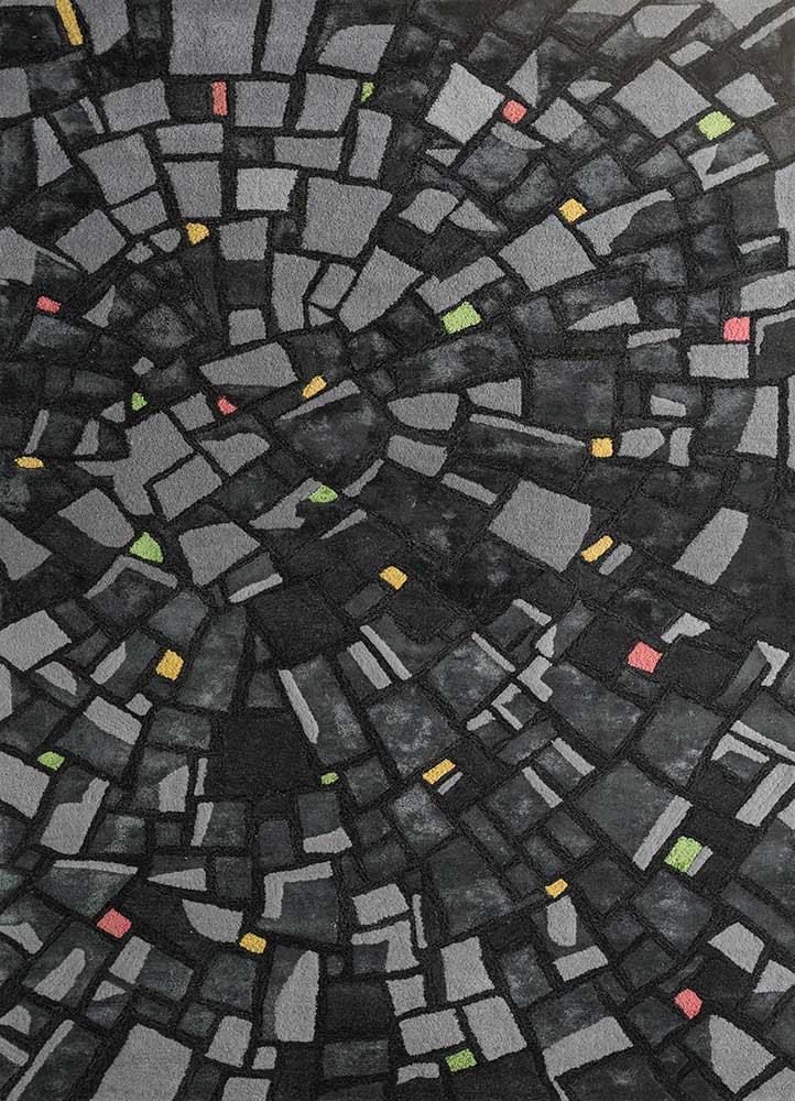acar grey and black wool and viscose hand tufted Rug - HeadShot acar grey and black wool and viscose hand tufted Rug - HeadShot
