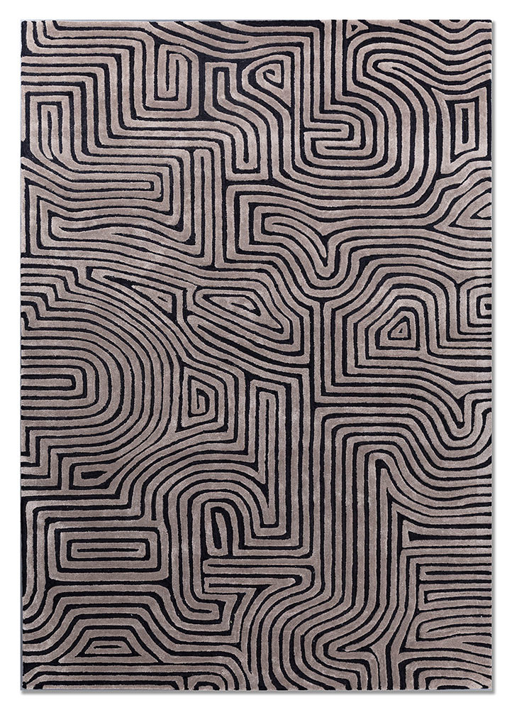 contour grey and black wool and viscose hand tufted Rug - HeadShot contour grey and black wool and viscose hand tufted Rug - HeadShot