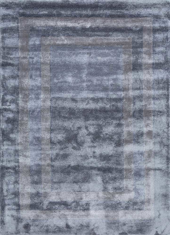  blue viscose hand tufted Rug