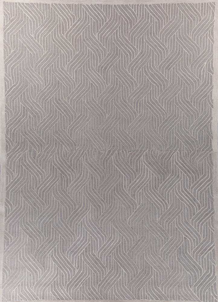 modo grey and black wool hand tufted Rug - HeadShot