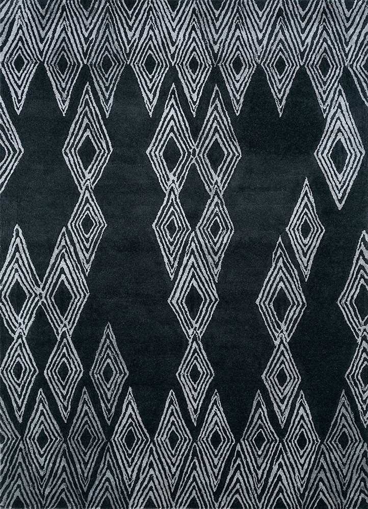 acar grey and black wool and viscose hand tufted Rug - HeadShot