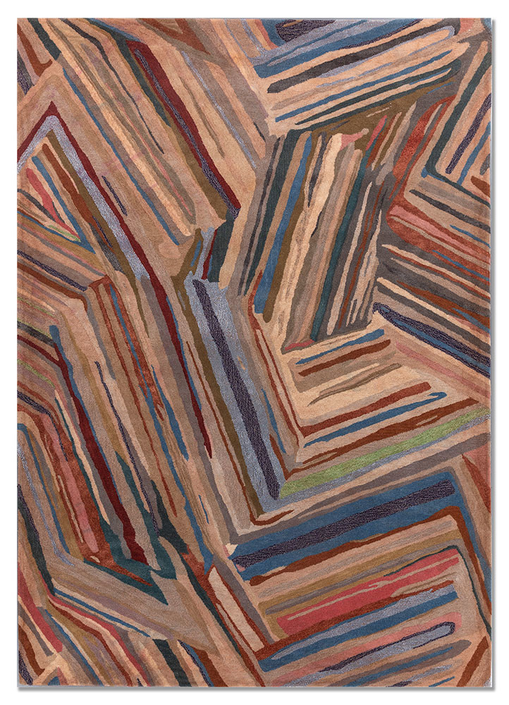  red and orange wool and viscose hand tufted Rug