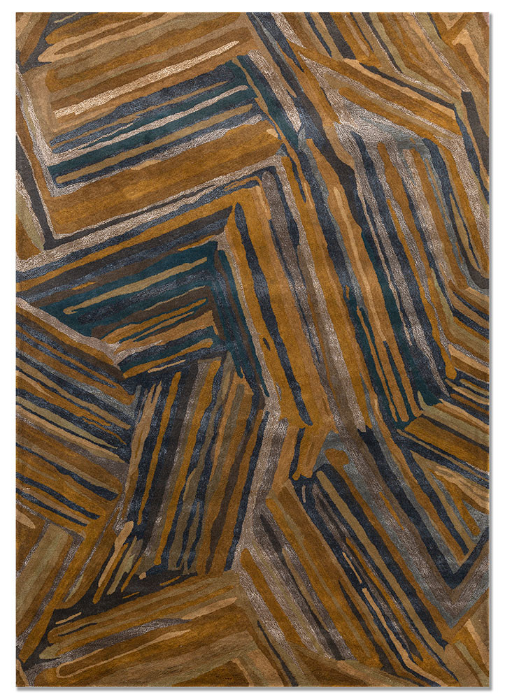  gold wool and viscose hand tufted Rug