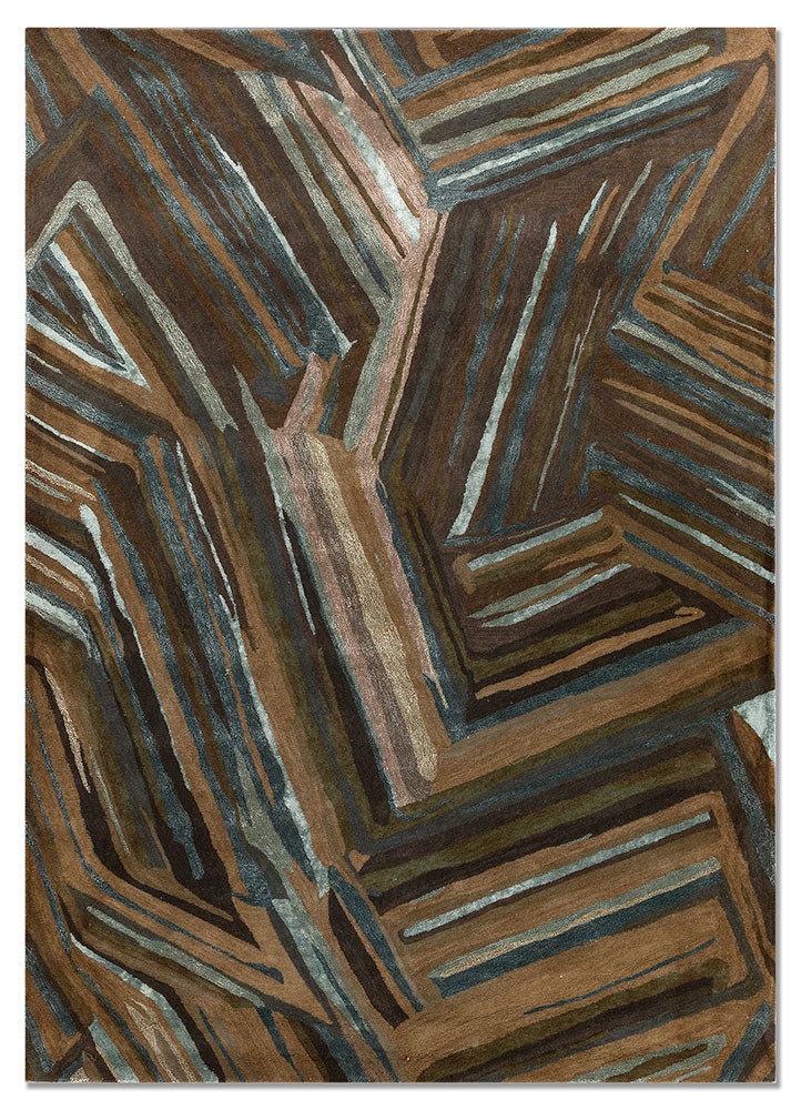 blue blue wool and viscose hand tufted Rug