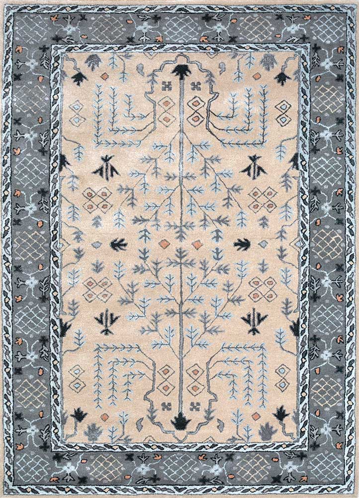 tra-13535 flax/smoke gray beige and brown wool and viscose hand tufted Rug