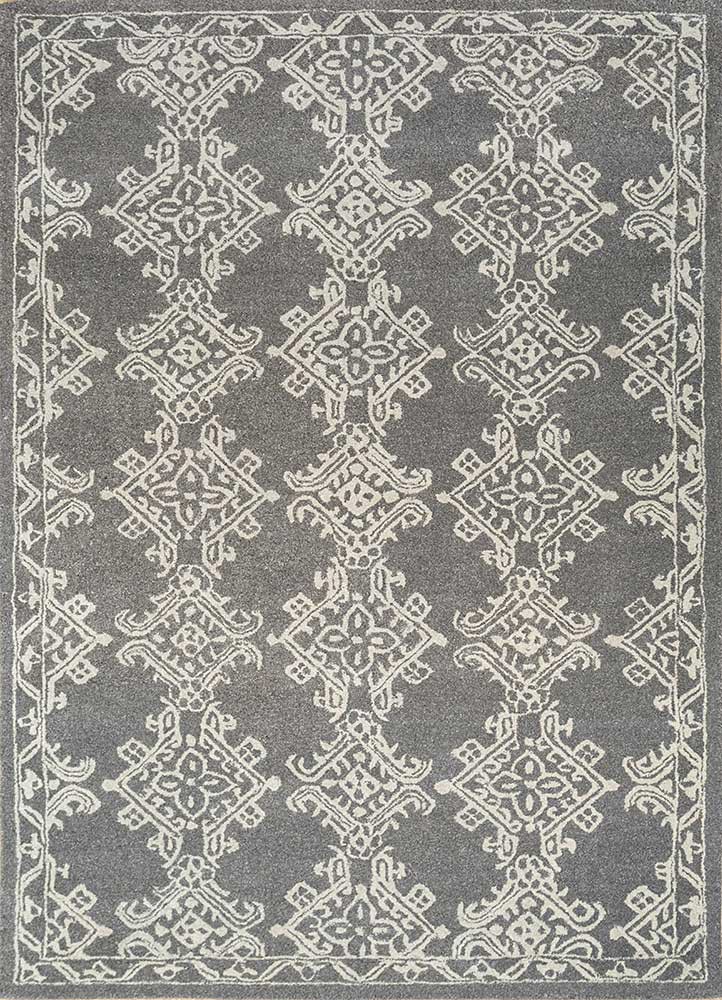 imara grey and black wool and viscose hand tufted Rug