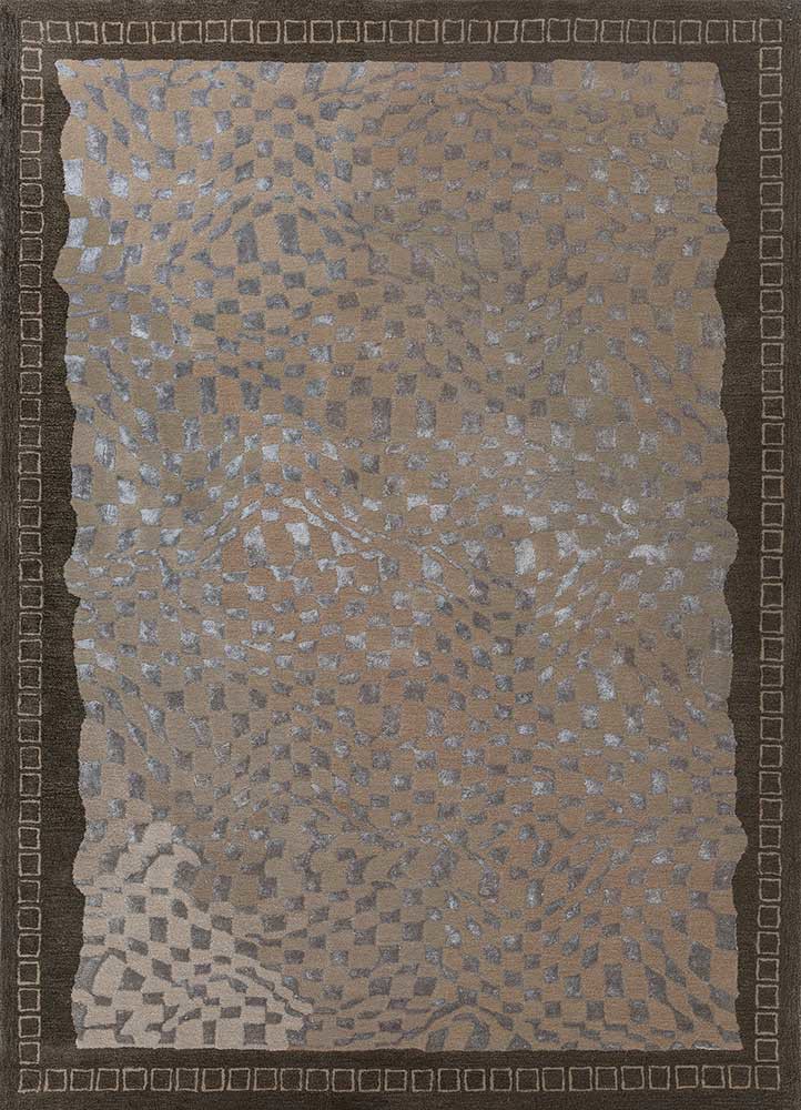  beige and brown wool and viscose hand tufted Rug